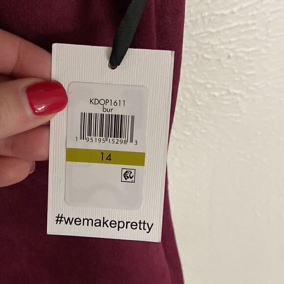 Kenzie Faux-Suede Shift Dress NWT Burgundy color size 14 - Picture 8 of 12